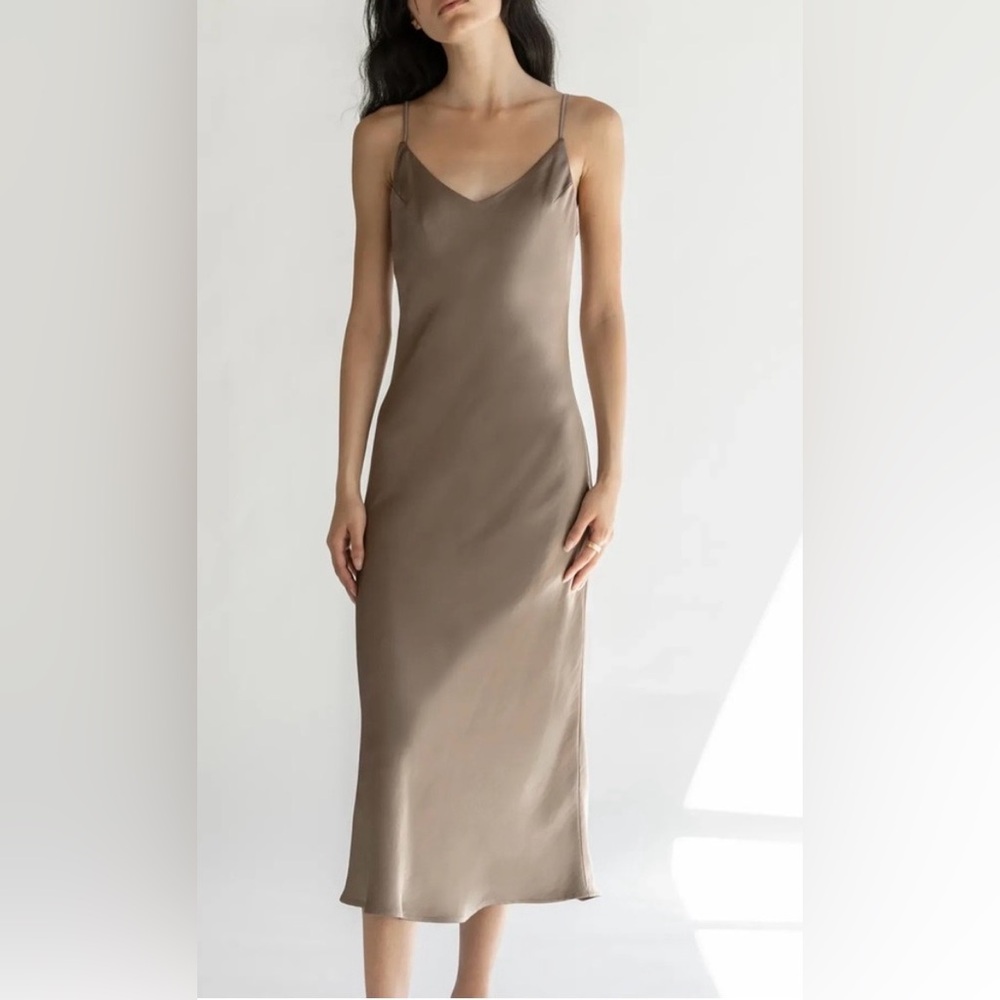 Elegant Champagne Gold Slip Dress -  Oak + Fort